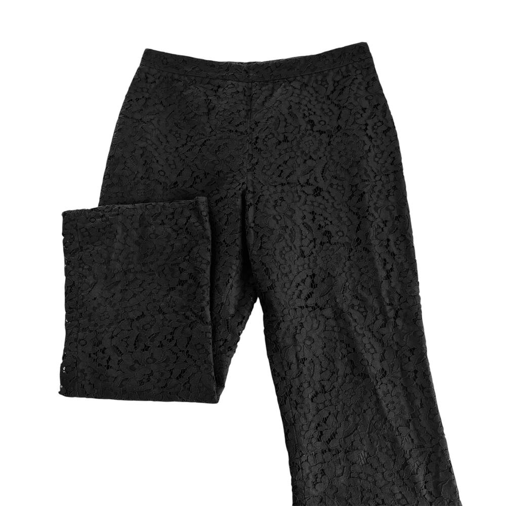 Jenni Kayne Black Lace Cropped Pants Women’s Size 4 Lined Luxury Cotton Silk